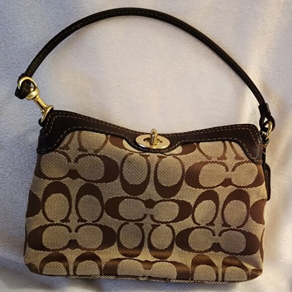Coach Tan w/ Brown C's Wristlet - Picture 1 of 5